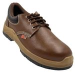 Allen Cooper DD7146 Double Duty Safety Shoe | Premium Tan Leather Upper, 200J Steel Toe Cap, Anti-Skid, Heat, Water & Oil Resistant, 06 INDIA/UK