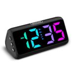 Netzu Digital Alarm Clock, RGB Loud Alarm Clocks for Bedrooms Heavy Sleepers Seniors Kids, Plug in Digital Clock with 5 Dimmers, 2 Alarms, 4 Volumes and Snooze