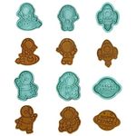 Outer Space Cookie Cutter Set, 6-Piece 3D Astronaut, UFO, Spaceship, Cookie Cutter Cookie Fondant Cartoon Cookie Cutter Set