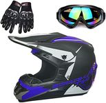 MX Helmet Motorcycle Helmet Motocross Helmet Cross-Market Motorcycle Helmets, Gloves and Goggles D.O.T Standard Children's Quad Bike Helmet ATV Karting,Blue,L