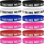 36 Pcs Cancer Awareness Rubber Bracelet Inspirational Ribbon Silicone Wristband Band Together Bracelet with Saying Together We Fight, You Are Not Alone, Cancer Support Bracelets for Patients Survivors