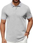 COOFANDY Men's Polo Shirts 100% Cotton Mens Shirts Casual Mens Golf Shirt Short Sleeve Collared Shirts Mens t Shirts Athletic Polo Work Shirt Light Grey