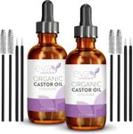 Eva Naturals Organic Castor Oil (2oz) - Promotes Hair, Eyebrow and Lash Growth - Diminishes Wrinkles and Signs of Aging - Organic Castor Oil for Hair Growth - Hair Growth Oil 100% Pure (2 Pack)