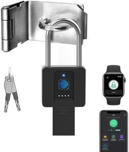 eLinkSmart Long Fingerprint Padlock - Remote Authorization via Phone, Heavy Duty, Waterproof, Anti-Theft, USB Type-C, Supports iOS & Watch