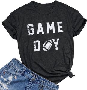 Game Day Football Tshirt Woman Sunday Funday Shirts Vintage Football Shirt Funny Football Graphic Tee Tops Grey