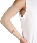 MGANG Lymphedema Medical Compression Arm Sleeve for Women Men, Opaque, 20-30 mmHg Compression Full Arm Support with Silicone Band, Relieve Swelling, Edema, Post Surgery Recovery, Single Beige M