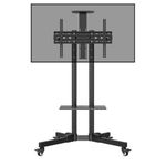 BIG VUE Mobile TV Cart with Wheels for 32-65 Inch LCD LED 4K Flat Screen TVs, Movable TV Floor Stand with Shelf Holds Up to 110 lbs | Adjustable Height Trolley Max VESA 600 x 400 mm