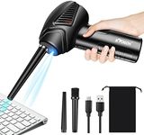 Compressed Air Duster, KYOEON Portable Cordless Computer Cleaning Duster, 45000 RPM Black, Type-C 10W Fast Charging, Electric Keyboard Dust Blower replace Compressed Air Cans for Office, Car, Pet House with 6000mAh Rechargeable Battery Operated