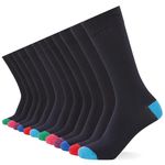 FM London Mens (12-pack) Men’s Smart Breathable Socks, Navy/Colour Heel & Toe, 6-11 UK