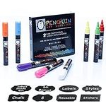 Chalk Markers 8 Colors With Bonus 24 Chalk Stickers - Premium Erasable Liquid Chalk Marker Pen with Reversible Tip - Perfect for Mason Jars, Windows, Glass, Labels, Whiteboards