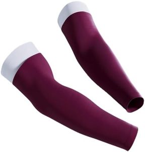 KUTFTBL Two-Tone Overlapping Football Arm Sleeves 2-in-1, Compression Support, Moisture-Wicking Fabric, Non-Visible Branding, Adult Size – Maroon & White