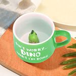 LOZACHE 3D Dinosaur Coffee Mug Cup, 12oz Funny Cartoon Animal Handmade Figurine Milk Tea Cup, Xmas Birthday Gifts for Friends Kids Girls Wife Grandma Auntie (Dinosaur)