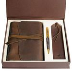 Leather Bound Journal for Men and Women, Handmade Gift Set with Genuine Leather Bookmark and Stylish Pen, Vintage and Classic, Notebook, Sketchbook, Planner, Journal and Diary (300 Pages) (7x5")