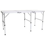 Charles Bentley Odyssey, Extending, Folding, Lightweight, Camping, Triple Picnic Table, White Dining Table, Portable, BBQ, Extendable Table, Adjustable Height, Easy Clean, Carry Handle (150x60x70cm)