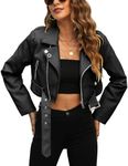 Bellivera Women's Leather Jacket Faux Motorcycle Biker Short Coat Belt Crop 2236 Black XXL