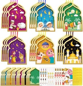 Fennoral 24 Pack Ramadan Crafts for Kids Make You Own Ramadan Foam Sticker Ornaments DIY Arts and Crafts for Kids Girls Boys Art Project Eid Mubarak Kareem Mosque Decoration