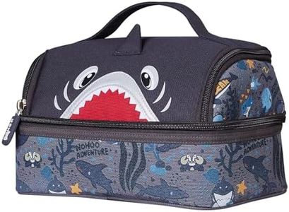 NOHOO Kids Lunch Bag, Insulated lunch bag Cooler Reusable Bilayer Lunch box tote for Women, Girls, Men, Boys, Schools, Offices, Work, Travel, Picnic,Party(Sharks)