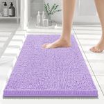 Smiry Luxury Chenille Bath Rug 24''x16'', Extra Soft and Absorbent Shaggy Bathroom Mat Rugs, Machine Washable, Non-Slip Plush Carpet Runner for Tub, Shower, and Bath Room, Purple