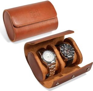 PoBoSall Watch Storage Case for Men & Women, 2-Slot Leather Watch Roll, Travel Case & Display Holder