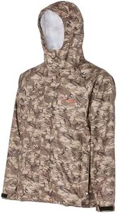 Grundens Men’s Neptune Commercial Fishing Jacket | Waterproof, Adjustable, Refraction Camo Stone, Small