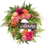 20 Inch Wreath for Front Door Spring Summer Handmade Wreaths Artificial Flowers Garland for Front Door Garden Home Decor Suitable for Inside and Outside