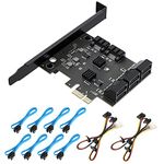 ACASIS PCIe SATA Card, 8 Port with 8 SATA Cables and 2 Power Splitter Cables, SATA 3.0 Controller Expansion Card with Standard Profile Bracket, 6Gbps PCI-E X1 Host Controller Card Up To 80TB Expansion