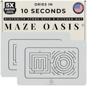 MAZE OASIS Bathroom Mat Set (2 Pack) [Engineered for Hygiene] – Stone Bath Mats for Bathroom & Kitchen Counter Drying Mat – Non Slip Diatomaceous Earth – Serenity Sterling