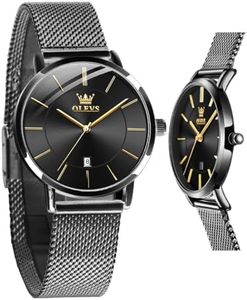 OLEVS Watch Women Black Watches for Women Ultra Thin Mesh Womens Watch for Small Wrist Water Resistant Luxury Ladies Watches with Date Analog Quartz Female Elegant Simple Reloj para Mujer