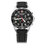 Victorinox Men’s Watch Fieldforce Chrono Ø 42 mm, Swiss Made, Analogue Quartz, Water-Resistant up to 100 m, Sapphire Glass, Leather Strap, White/Black