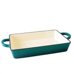 Crock Pot Artisan 13 Inch Enameled Cast Iron Lasagna Pan, Teal Ombre