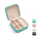 TRODANCE Mini Jewelry Travel Case,Small Travel Jewelry Organizer, Portable Jewelry Box Travel Mini Storage Organizer Portable Display Storage Box For Rings Earrings Necklaces Gifts (Tiffany Blue)