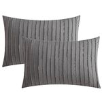 JELLYMONI 2 Pack Grey Pillowcases Standard Size, Soft Microfiber Striped Tufted Pillow Covers with Envelope Closure (Pillows are not Included)