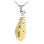 Nakabh Golden Feather Shaped Elegant Statement Stainless Steel Pendant Locket (1901)