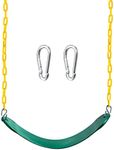 TURFEE Heavy Duty Swing Seat Green Color with 66” Chain, Swing Set Accessories Replacement with Snap Hooks for Kids Outdoor Play Playground Swing, Trees, Swing Set