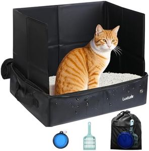 Luxtude Large Travel Litter Box for Cats, Portable Litter Box with High Side & Hard Bottom, Collapsible for Easy Carrying, No Odor, Waterproof & Leakproof Kitten Case for Car Travelling, Hotel Room