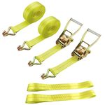 GXTOOL Ratchet Tie Down Strap - 2 Pack 2" x 17' Heavy Duty Ratchet Straps with Aluminum Handle, Cargo Straps for Moving Appliances, Lawn Equipment, Motorcycle in a Truck (Heavy Cargo 17')