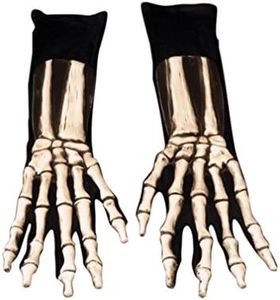 Zagone Skeleton Gloves, White Bones, Black Cotton Gloves