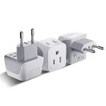 Ceptics European Travel Plug Adapter Europe Power Adaptor Charger Dual Input - Ultra Compact - Light Weight - USA to Any Type C Countries Such as Italy, Iceland, Austria and More (CT-9C), White