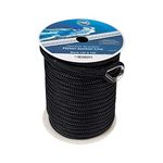 Double Braided Nylon Anchor Line with Stainless Thimble (Black, 1/2-Inch x 150-Feet)