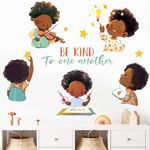 Mfault Black Boys Inspirational Quote Wall Decals Stickers, Be Kind to One Another Nursery Decorations African American Bedroom Art, Motivational Toddlers Kids Living Room Library Classroom Decor