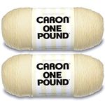 Caron One Pound Cream Yarn - 2 Pack of 454g/16oz - Acrylic - 4 Medium (Worsted) - 812 Yards - Knitting/Crochet