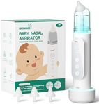 GROWNSY Nasal Aspirator for Baby, IPX7 Waterproof Baby Nose Sucker, Upgraded 5 Suction Levels Electric Nose Suction for Baby, Booger Sucker for Toddlers with Self Cleaning & Music & Light Functions