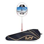 Li-ning Air-Force 80 G3 Carbon Fibre Strung Badminton Racket with Full Cover (80g, White/Red/Black)