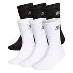 adidas mens Trefoil Crew 6 Pairs SOCK PREPACK, Crew Black/White, Large US