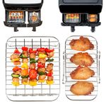 GINOYA Air Fryer Racks for Tefal Easy Fry 5.2L/3.1L, Tower T17099, Lakeland 5L/3L, Salter EK5729, NETTA 5.5L/3.5L, EUARY 4L/6L, 304 Stainless Steel Air Fryer Accessories for Dual Drawer Air Fryer