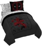 Jay Franco Marvel Deadpool King Size Comforter Set - 7 Piece Bedding Includes Sheet Set and Pillow Covers - Gray and Red Super Soft Cozy Bedding