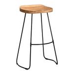 MH London Vega Saddle Seat Mango Wood Bar Stool - Modern Design Perfect for Breakfast or Friday Night Drinks (Natural)