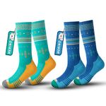 Rahhint Kids Ski Socks Thermal Merino Wool Snowboard Socks with OTC Design Anti-Slip Cuff Sports Compression Socks Warm Socks for Cold Weather Outdoor Winter Sports- 2 Pairs