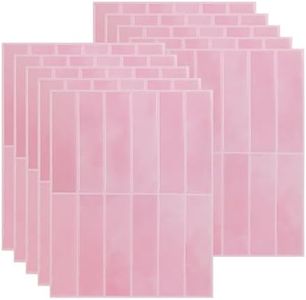 Peel and Stick Backsplash Tiles – 10 Pack 3D Self-Adhesive Wall Panels for Kitchen & Bathroom – Waterproof, Heat-Resistant Stick-On Tile – Modern Design (Pink - Rosa Fiorentina)