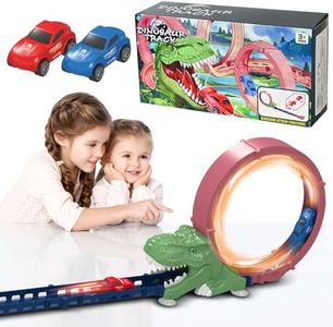 Creamkids 16 binari da corsa di dinosauri, 360 binari rotanti, 2 auto inerzia ad alta velocità, 3 4 5 6 -year -old Toy Dinosaur Children's Game Gift